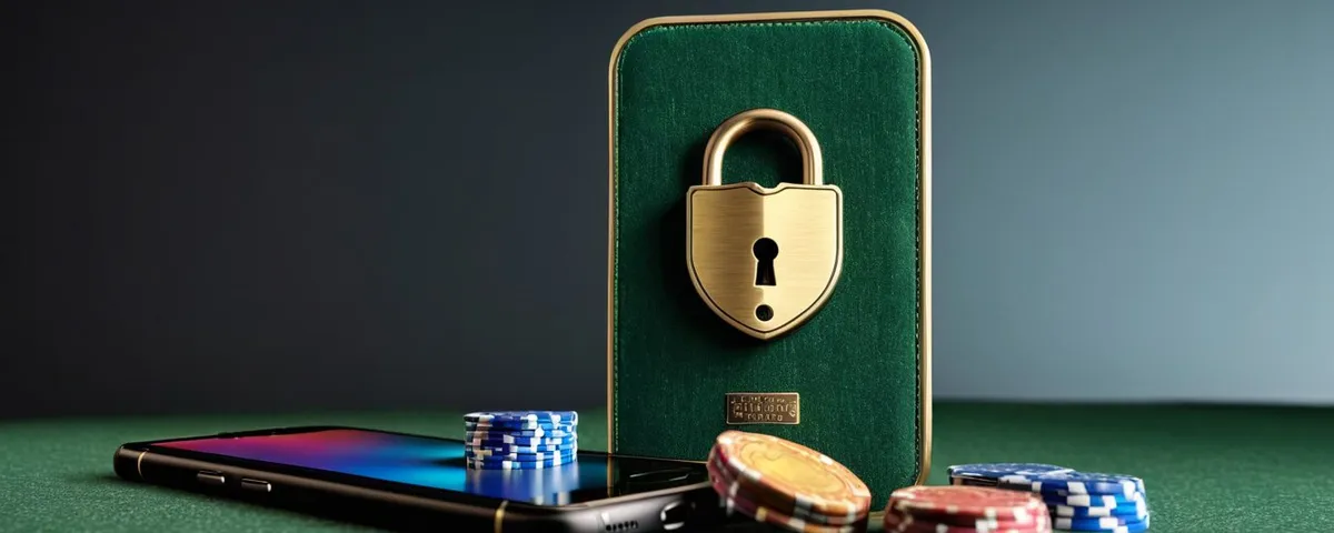 Messingtablett mit Casino-Chips auf einem dunklen Tisch